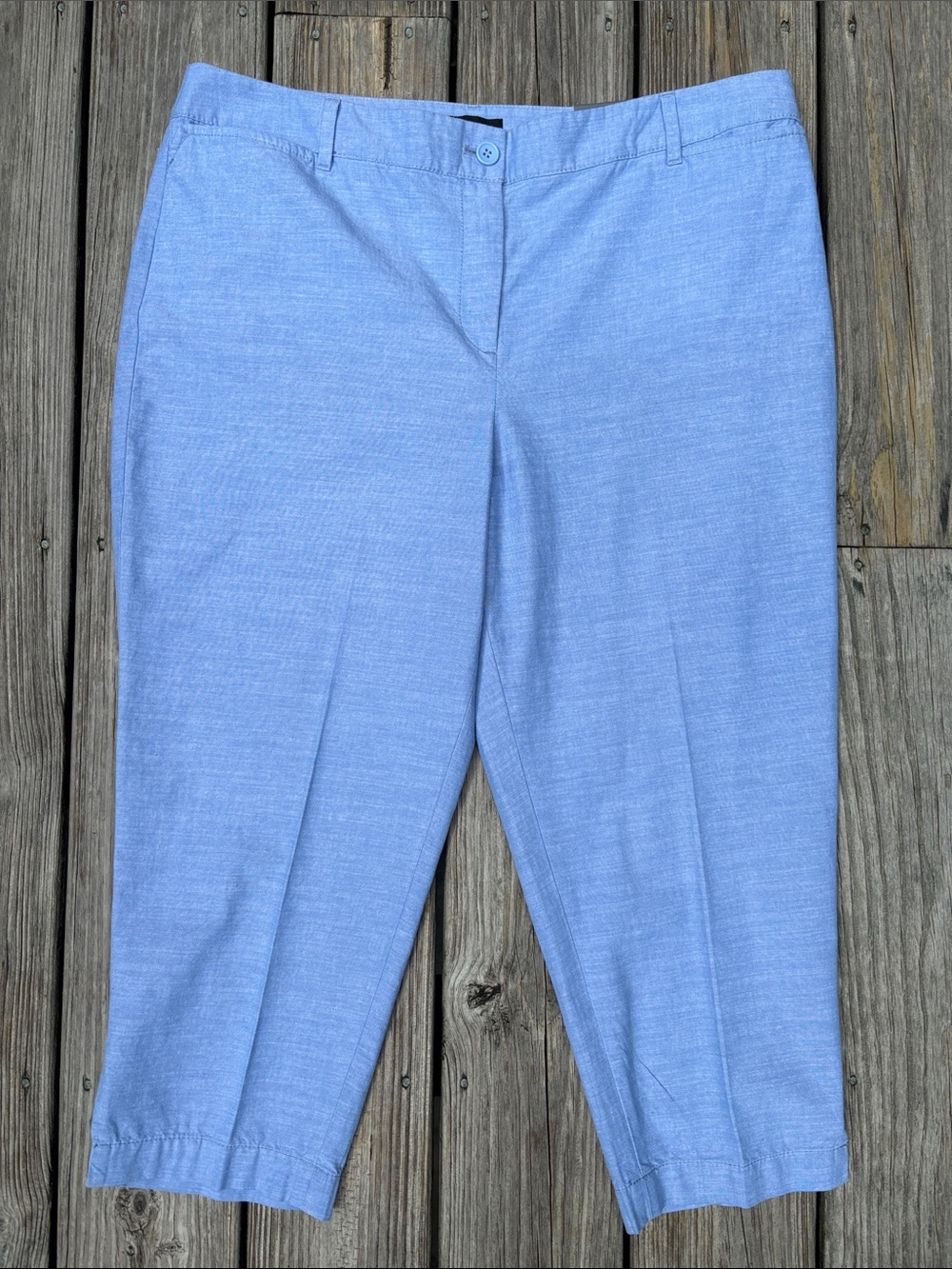 TALBOTS | Chambray Blue Heritage Preppy Coastal Chic Perfect Crop Pant Size 16P